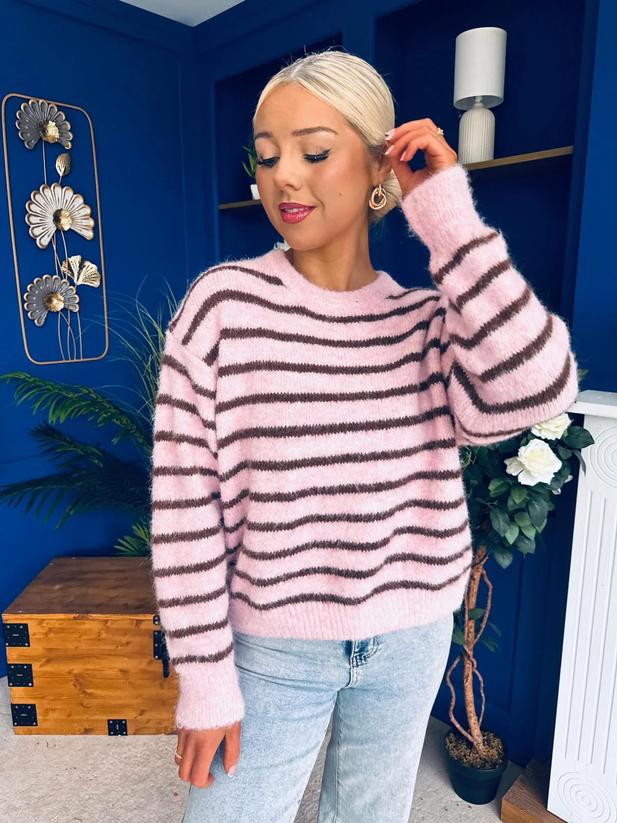 Jordan Striped Knit Jumper Pink Coco - Image 3